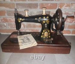 Rare 1888 Singer Improved Family Central bobbin sewing machine with wooden lid