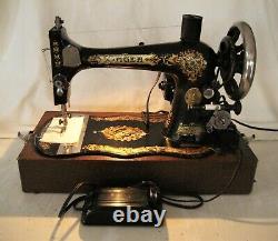 Rare Antique 1889 Singer Model 27 Sewing Machine Fiddle Base Elect Motor & Case