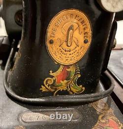 Rare Antique 1919 Model 27/28 Singer Sewing Machine withCase, Decals. SN# G7628835