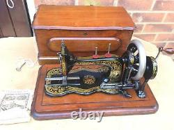 Rare Antique Bradbury Fiddle Base Handcrank Sewing Machine similar to Singer 12K