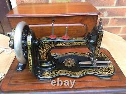 Rare Antique Bradbury Fiddle Base Handcrank Sewing Machine similar to Singer 12K