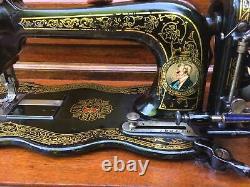 Rare Antique Bradbury Fiddle Base Handcrank Sewing Machine similar to Singer 12K