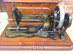 Rare Antique Bradbury Fiddle Base Handcrank Sewing Machine similar to Singer 12K