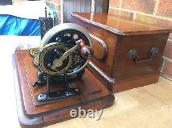 Rare Antique Bradbury Fiddle Base Handcrank Sewing Machine similar to Singer 12K