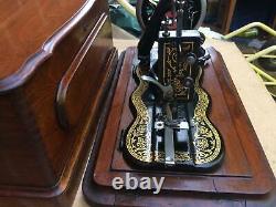 Rare Antique Bradbury Fiddle Base Handcrank Sewing Machine similar to Singer 12K