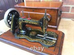 Rare Antique Bradbury Fiddle Base Handcrank Sewing Machine similar to Singer 12K