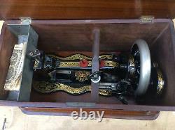 Rare Antique Bradbury Fiddle Base Handcrank Sewing Machine similar to Singer 12K