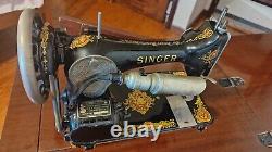 Rare Antique Singer Hand Painted sewing machine in cabinet, Working, Mint Cond