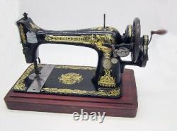 Rare Antique Singer Sewing Machine Hand Cranked 27k 1912 Sphinx Decals Working