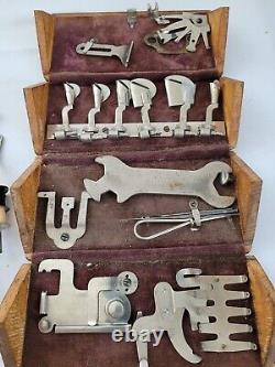 Rare Singer Sewing Machine Machinist Tool Set in Wooden Box Patented 1889