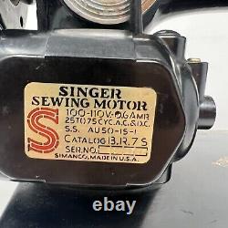 Rare VINTAGE SINGER 15-91 Sewing Machine Gear Drive Potted Motor Leather Antique