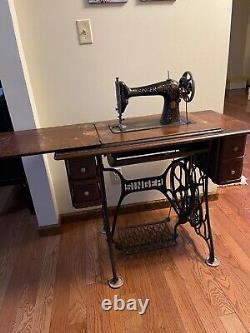SALE! Antique Singer Red Eye Treadle Sewing Machine in Cabinet Circa 1915