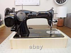 SERVICED 1955 SINGER 15-91 Gear Drive Sewing Machine Denim Leather Canvas