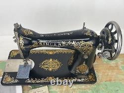 SERVICED Antique Singer 15 Sewing Machine Treadle Head Tiffany Glass Gingerbread