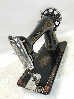 SERVICED Antique Singer Sewing Machine Red Eye Ornate Treadle Head 66 Heavy Duty