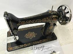 SERVICED Antique Singer Sewing Machine Red Eye Ornate Treadle Head 66 Heavy Duty