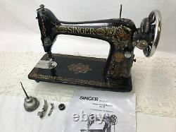 SERVICED Antique Singer Sewing Machine Red Eye Ornate Treadle Head 66 Heavy Duty