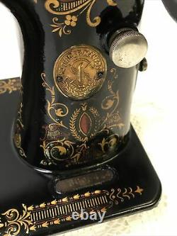 SERVICED Antique Singer Sewing Machine Red Eye Ornate Treadle Head 66 Heavy Duty