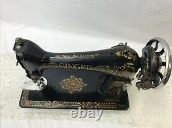 SERVICED Antique Singer Sewing Machine Red Eye Ornate Treadle Head 66 Heavy Duty