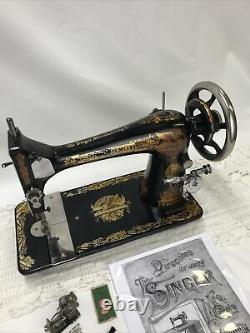 SERVICED Antique Singer Sewing Machine Sphinx Ornate Treadle Head 27 Heavy Duty