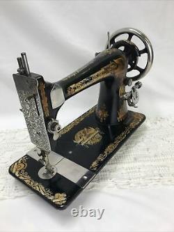 SERVICED Antique Singer Sewing Machine Sphinx Ornate Treadle Head 27 Heavy Duty