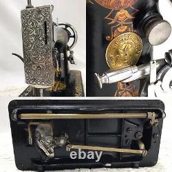 SERVICED Antique Singer Sewing Machine Sphinx Ornate Treadle Head 27 Heavy Duty