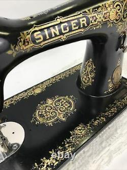 SERVICED Antique Vtg Singer 15 Sewing Machine Tiffany Gingerbread Treadle Head