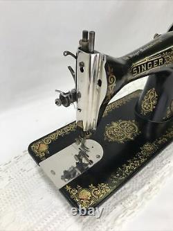 SERVICED Antique Vtg Singer 15 Sewing Machine Tiffany Gingerbread Treadle Head