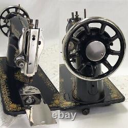 SERVICED Antique Vtg Singer 15 Sewing Machine Tiffany Gingerbread Treadle Head