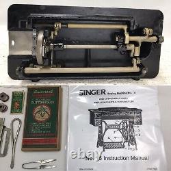 SERVICED Antique Vtg Singer 15 Sewing Machine Tiffany Gingerbread Treadle Head