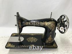 SERVICED Antique Vtg Singer 15 Sewing Machine Tiffany Gingerbread Treadle Head