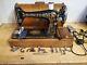 Serviced Antique Vtg Singer 66-1 Sewing Machine Red Eye Heavy Duty+rare Motor