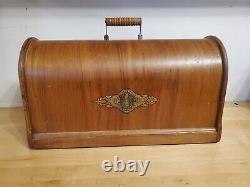 SERVICED Antique Vtg Singer 66-1 Sewing Machine Red Eye Heavy Duty+RARE MOTOR