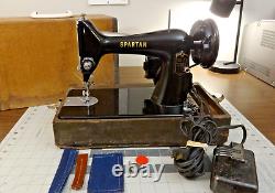 SERVICED SPARTAN (SINGER) 192K Sewing Machine withCase 3/4 Size Denim Leather