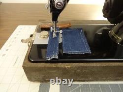 SERVICED SPARTAN (SINGER) 192K Sewing Machine withCase 3/4 Size Denim Leather