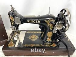 SERVICED Vtg Heavy Duty Singer 128 Sewing Machine La Vencedora, Bentwood Case