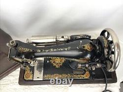 SERVICED Vtg Heavy Duty Singer 128 Sewing Machine La Vencedora, Bentwood Case