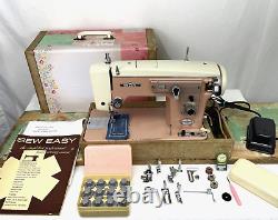 SERVICED Vtg Pink Heavy Duty Sewing Machine Zig Zag Singer 15 Clone MCM 1950s 60