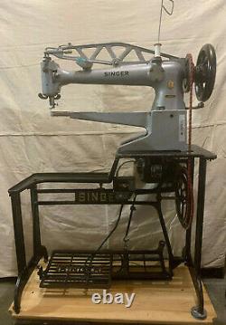 SINGER 29K73 Long Arm Shoe Patching Leather Sewing Machine Stand Electric Motor