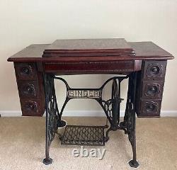 SINGER Antique 1900 Treadle 6 Drawer Oak Sewing Machine #G2545190