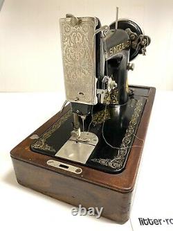 SINGER Electric Sewing Machine Model 99 1929 with KNEE CONTROL Bentwood Case