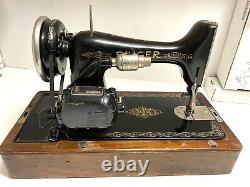 SINGER Electric Sewing Machine Model 99 1929 with KNEE CONTROL Bentwood Case