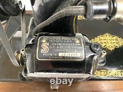 SINGER Electric Sewing Machine Model 99 1929 with KNEE CONTROL Bentwood Case