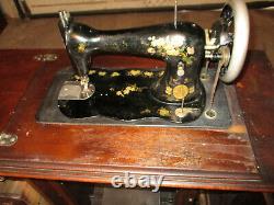 SINGER Fiddle base sewing machine IMPROVED FAMILY desk cabinet EX RARE 1884