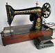 Singer Red Eye Antique Vintage Sewing Machine Portable Rare With Case