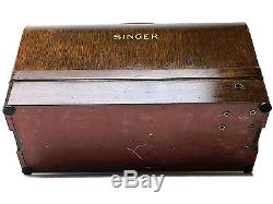 SINGER Sewing Machine Bentwood Carrying Wooden Case Knee Control 201 15 201-2 66