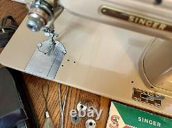 See video! Works! Vintage 1950's SINGER Model 404A Sewing Machine & EXTRAS 404 A