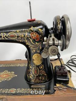 Serviced Antique Vtg Singer 66 Red Eye Sewing Machine Heavy Duty Leather Denim