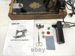 Serviced Antique Vtg Singer 66 Red Eye Sewing Machine Heavy Duty Leather Denim