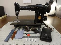 Serviced SINGER 201-2 Gear Drive Straight Stitch Sewing Machine DENIM LEATHER